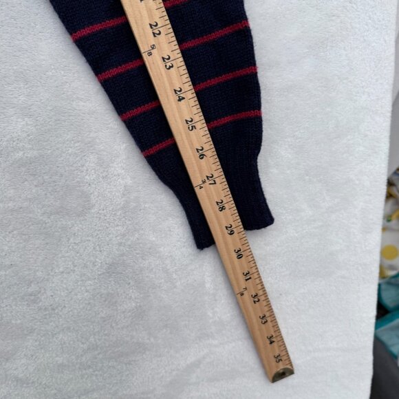 Patagonia Sweater Mens M Blue Stripe Lambswool Blend V Neck Pullover Stretch - Picture 7 of 9